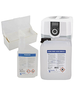 Desinfectie startpakket: Ultrasoon reiniger + Alcohol + Podisan + desinfectiebak