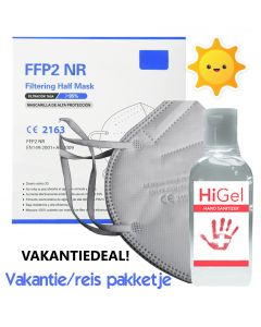 Vakantie-pakketje: 10 x FFP2 masker + 100 ml Hi-Gel desinfectiegel